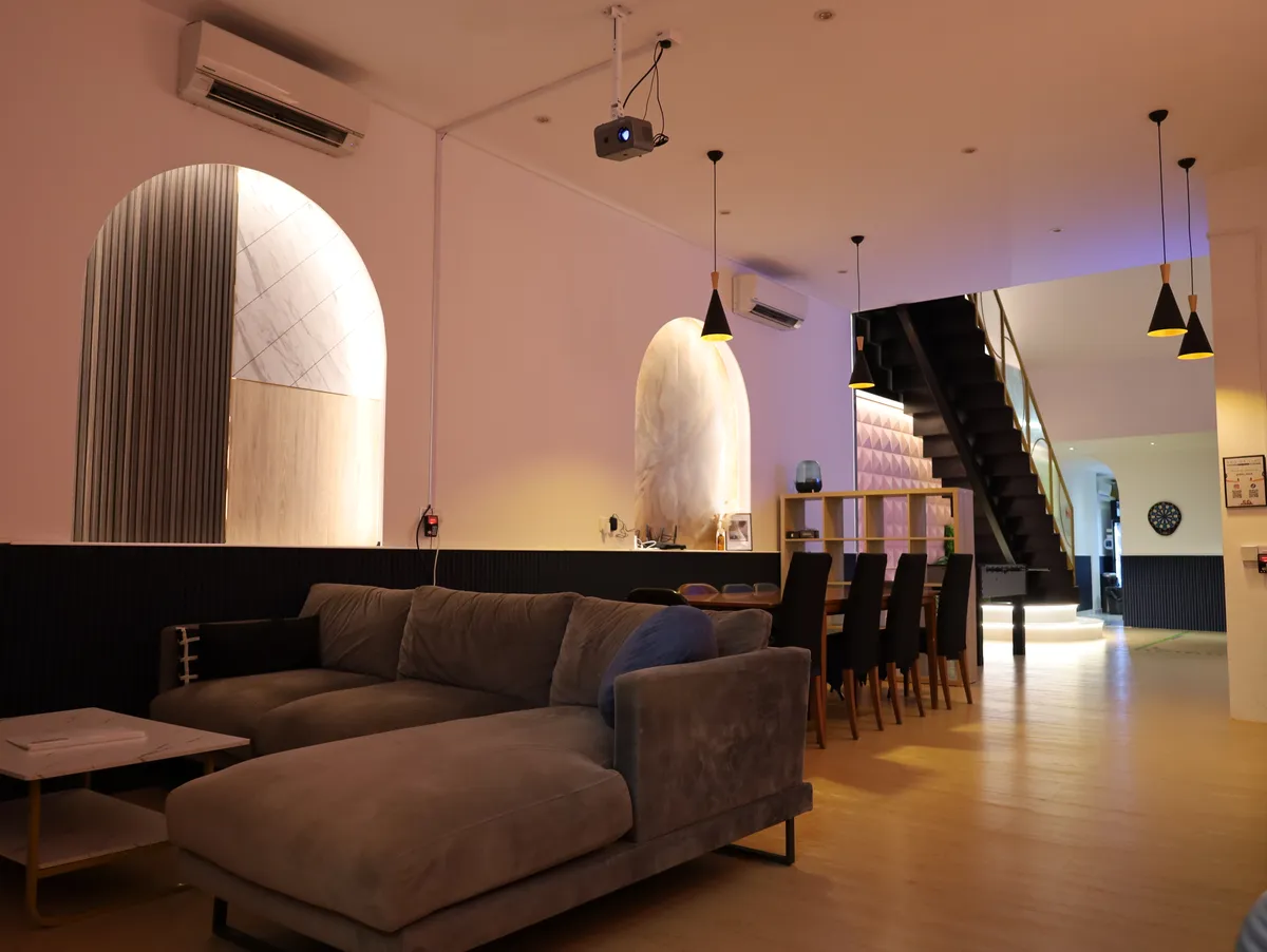 The Loft interior with pool table and seating